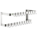 36x22 Stainless Steel Wall Mounted Double Line Pot Rack with 18 Galvanized Double Prong Hooks F384