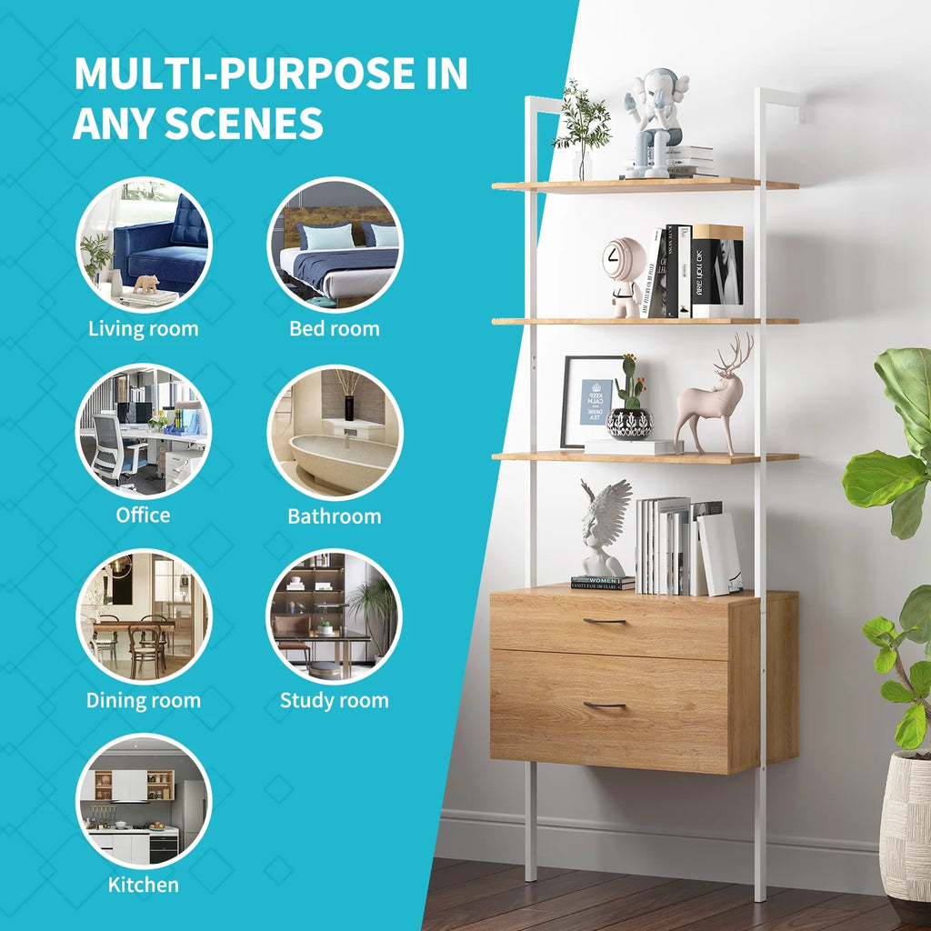 6-Tier Wall-Mounted Bookshelf N7288
