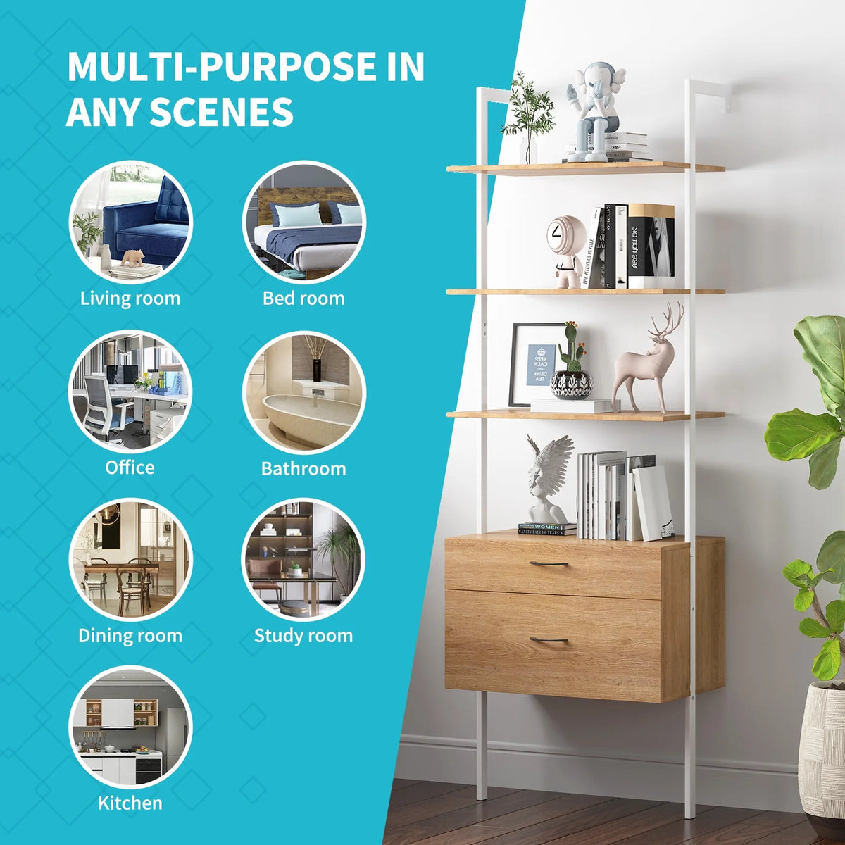 6-Tier Wall-Mounted Bookshelf N7288
