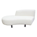 Faux White Shearling Curved Armless Left Chaise with Black Wood Leg Base F69459