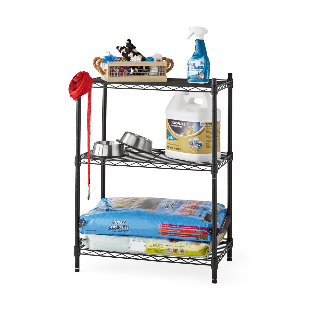 Steel 3-Tier Storage Shelf Unit Black H471