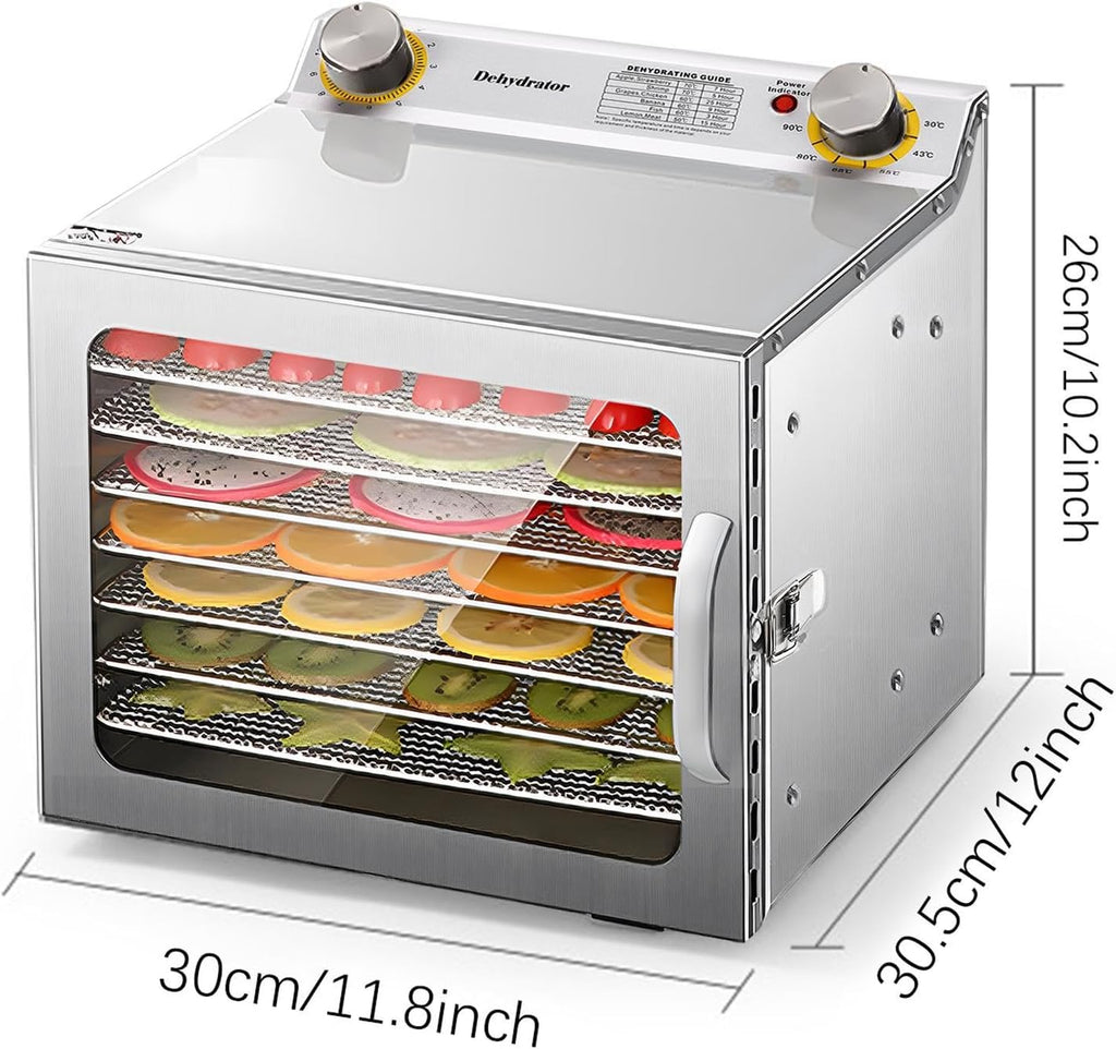 8 Stainless Steel Tray Food Dehydrator with Adjustable Temperature and Digital Timer F441