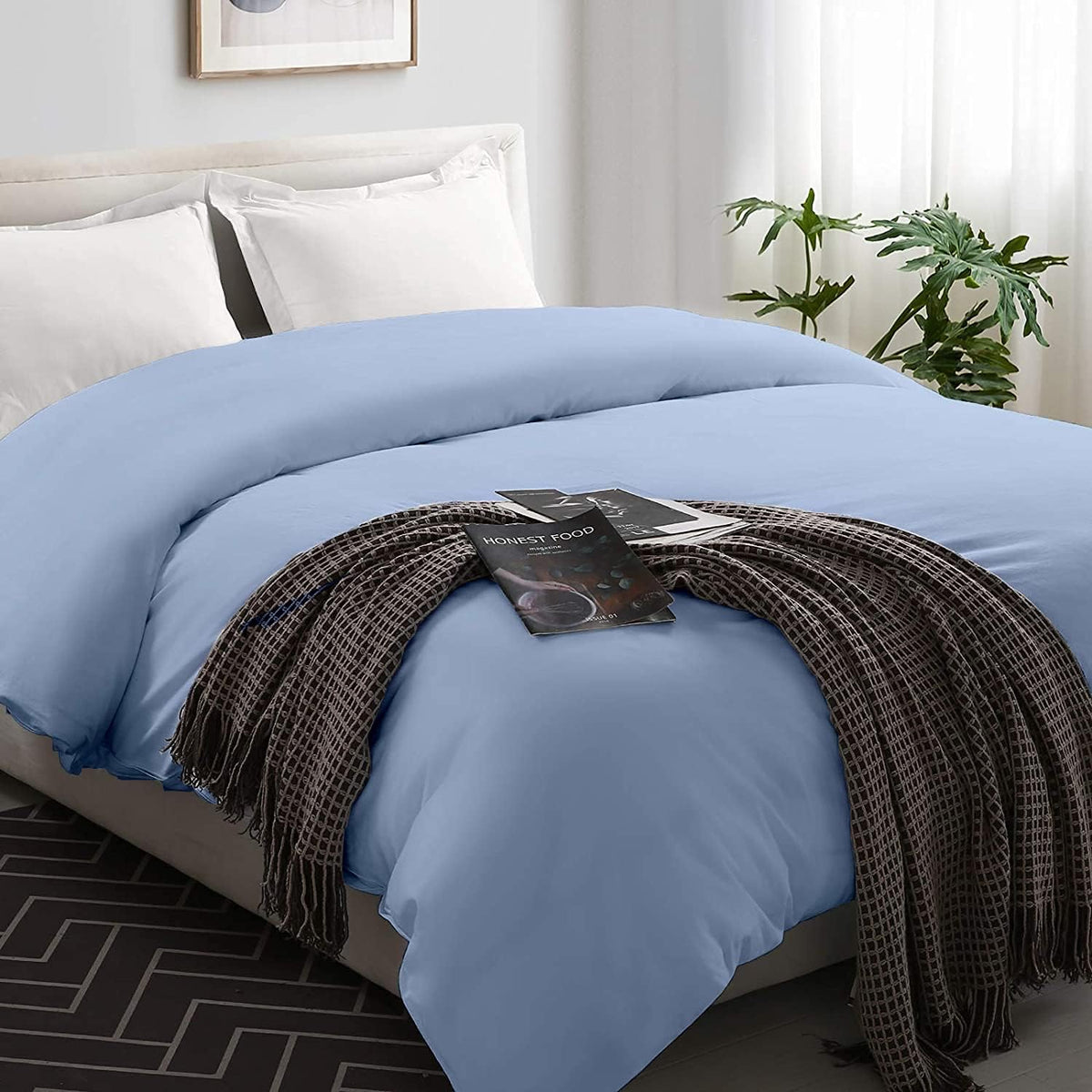 Silver Grey Striped King Duvet Cover with Zipper Closer G370