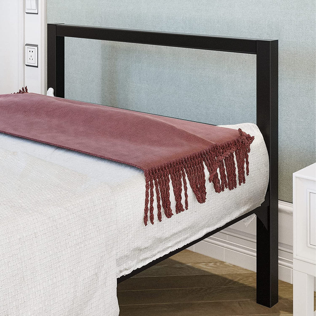 Twin Size Black Metal Bed Frame with Headboard Q1373