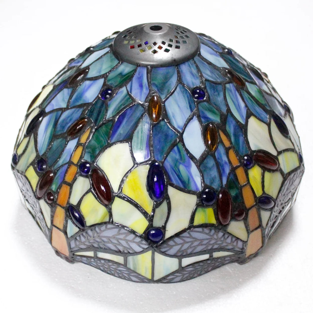 Sea Blue Yellow Stained Glass Dragonfly Style Table Lamp A46784