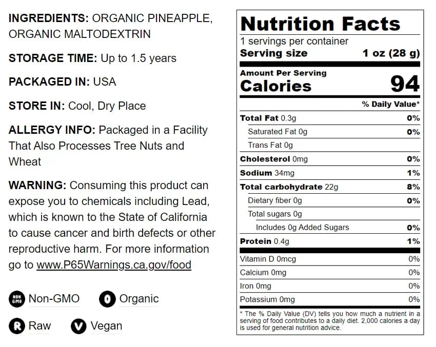 Organic Pineapple Powder, 5 Pounds C32240