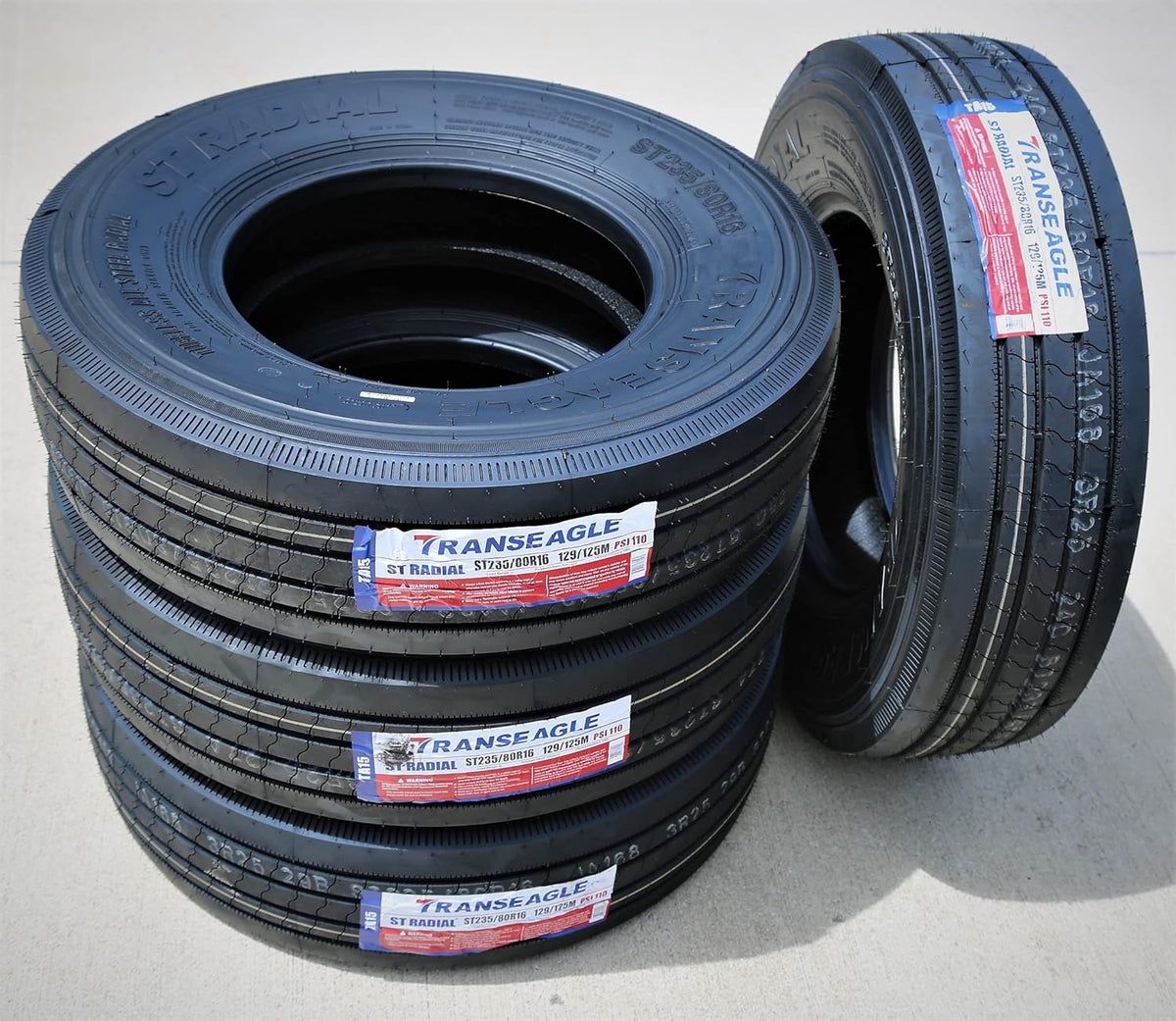 Set of 2 ST235/80R16 All Steel Trailer Radial Tires, 14-Ply, Load Range G J691665