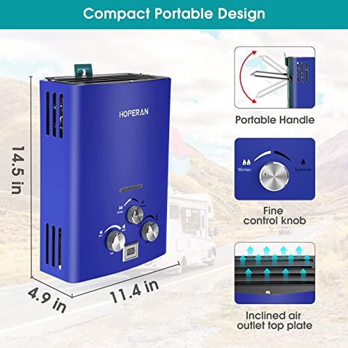 Blue 1.6GPM 6L Portable Propane Tankless Water Heater T709