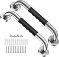 2 Pack 16 Inch Black Stainless Steel Bath Grab Bar with Anti Slip Rubber Grip A700344