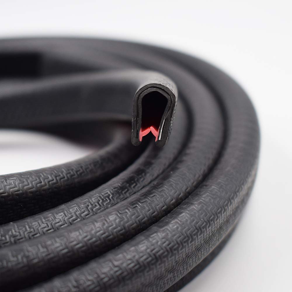 Black PVC Rubber U Edge Trim Weather Strip Protector, 21 FT, Pack of 2 P998395