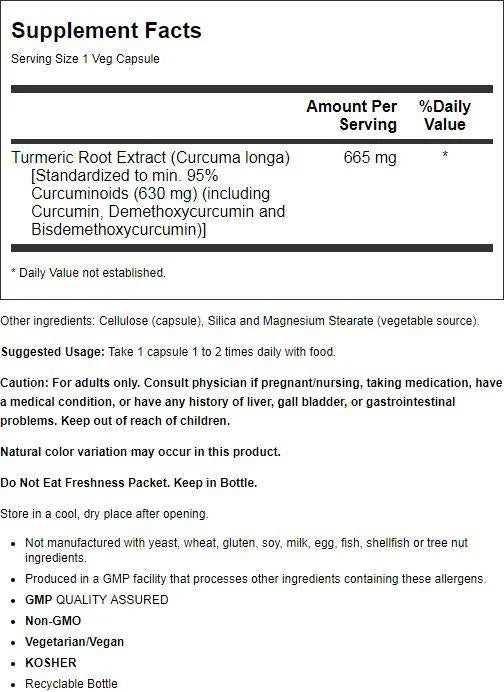 120 Veg Capsules Turmeric Curcumin Herbal Supplement W59543