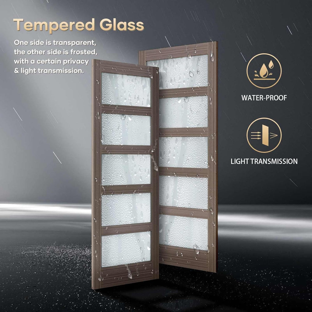 Glass Sliding Barn Door Slab with Hardware Kit, MDF Wood Panel with PVC Surface N6478