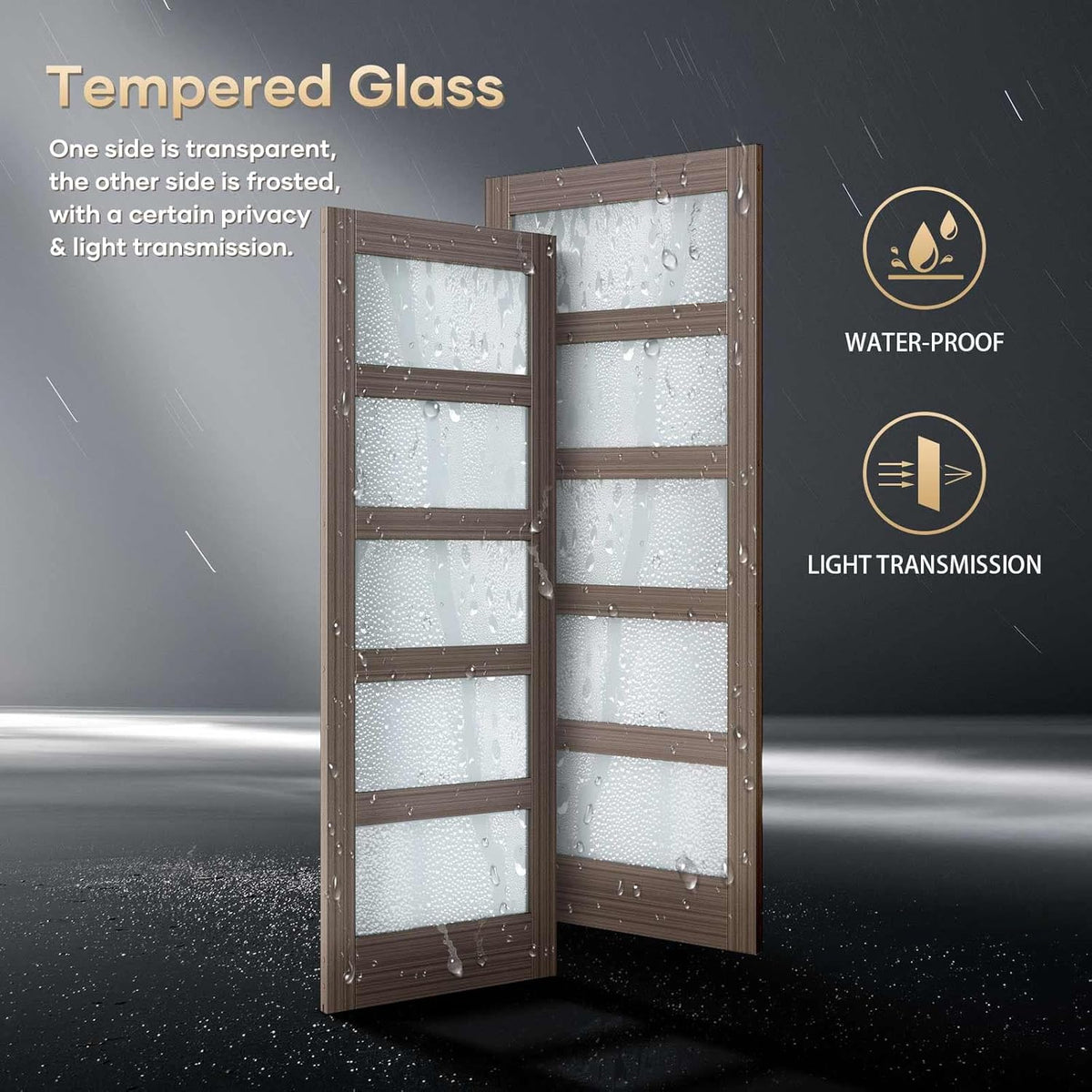 Glass Sliding Barn Door Slab with Hardware Kit, MDF Wood Panel with PVC Surface N6478