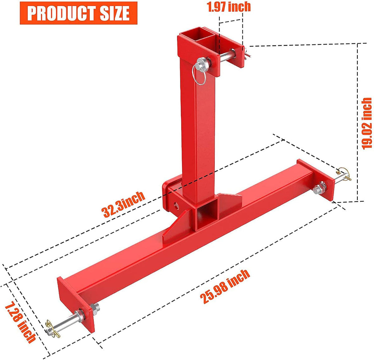 Red 3 Point Trailer Hitch with 2 Receivers R982507