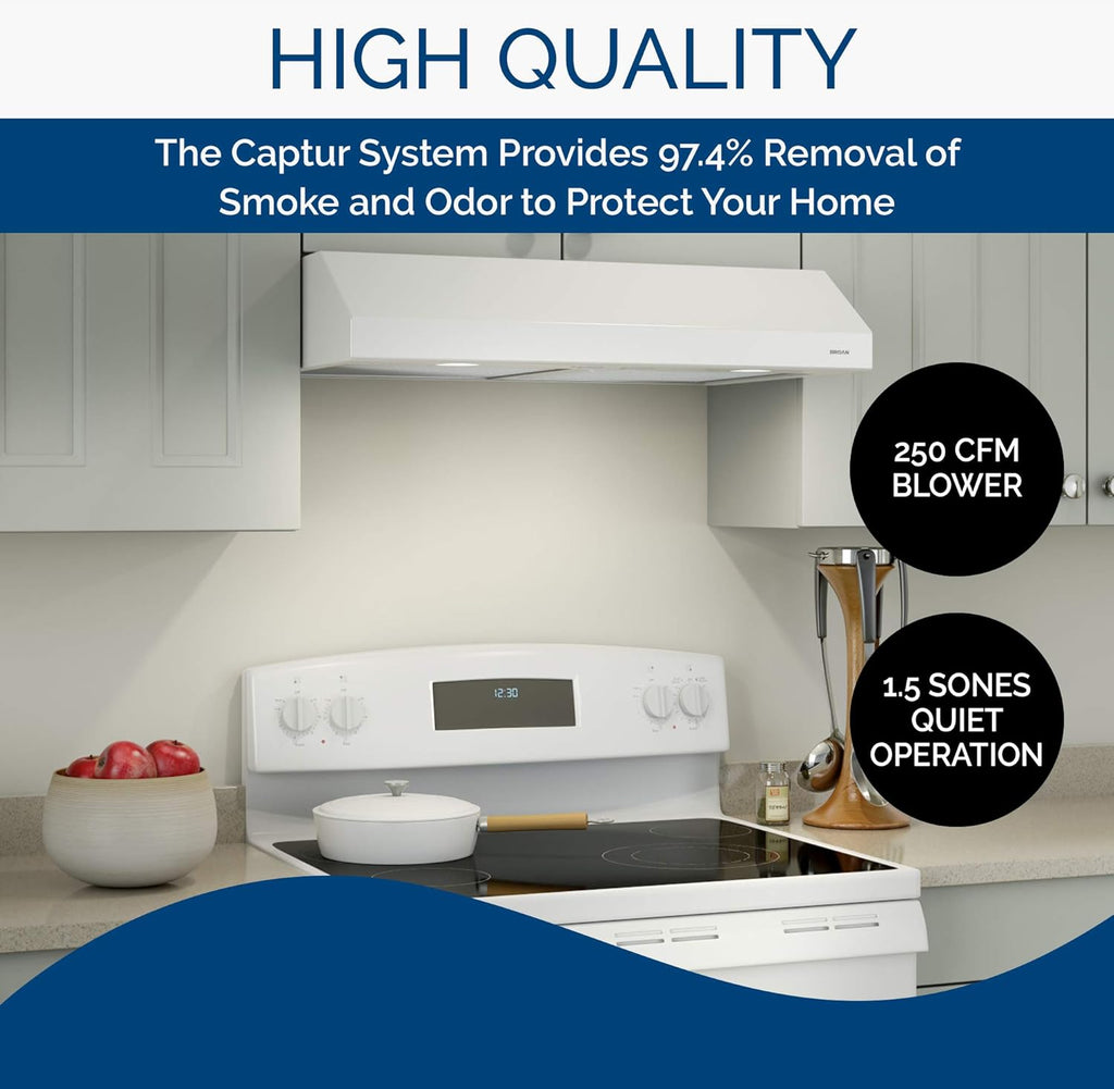 White 36-inch Under Cabinet Range Hood with Light O8156