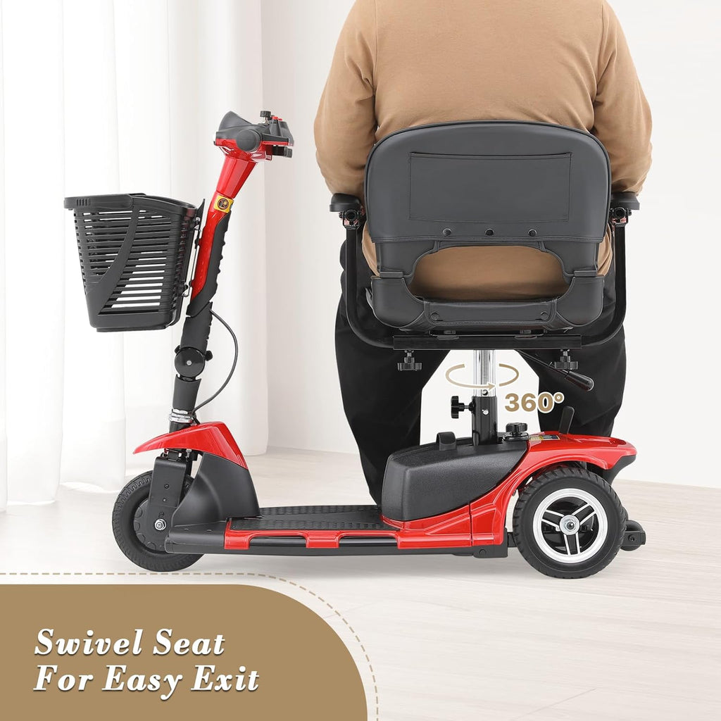 Red 3 Wheel Foldable Mobility Scooter with Seat X8633