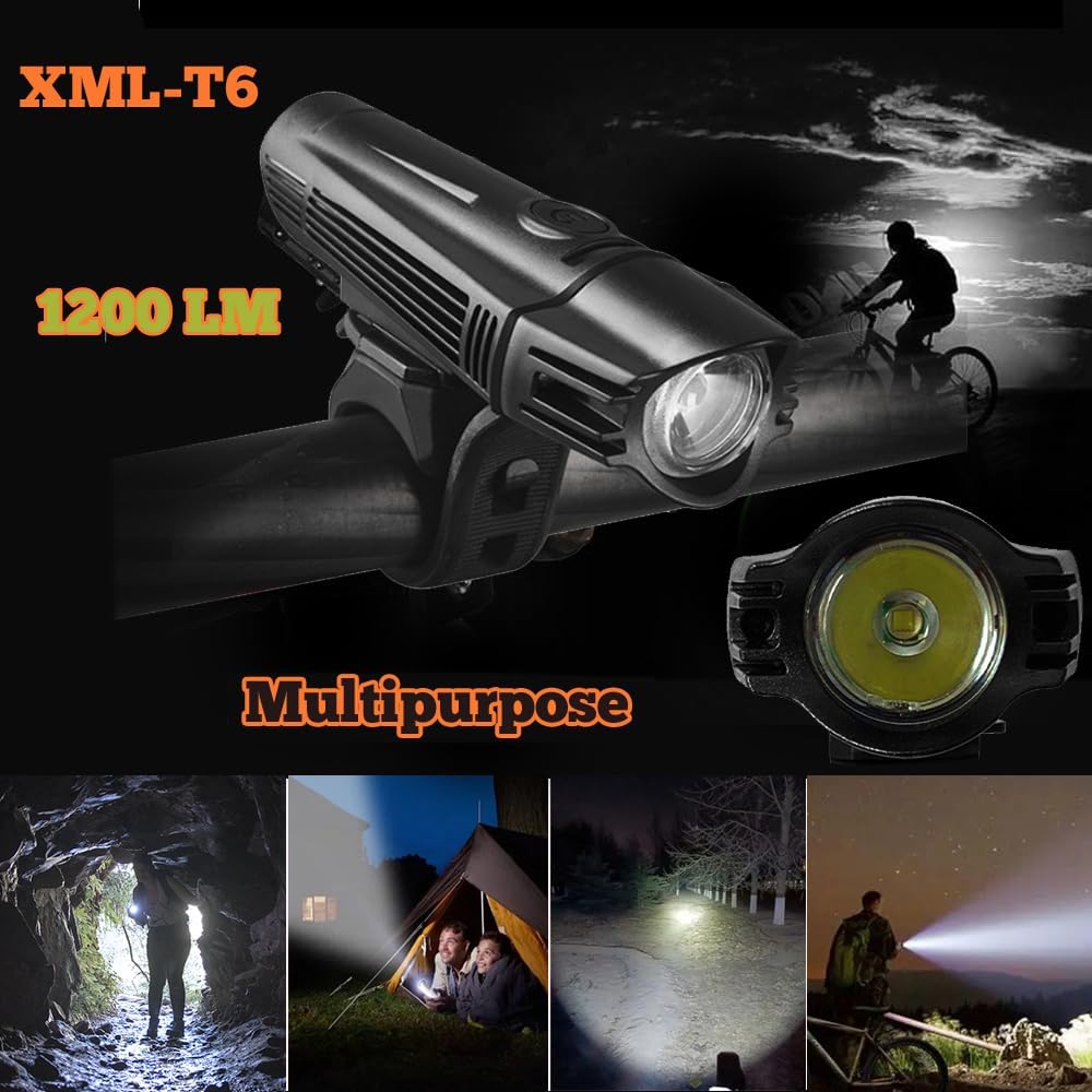 LED Bike Light Set, 2200mah Bike Headlight and 2 Pack Rear Bike Tail Light, Waterproof G68961