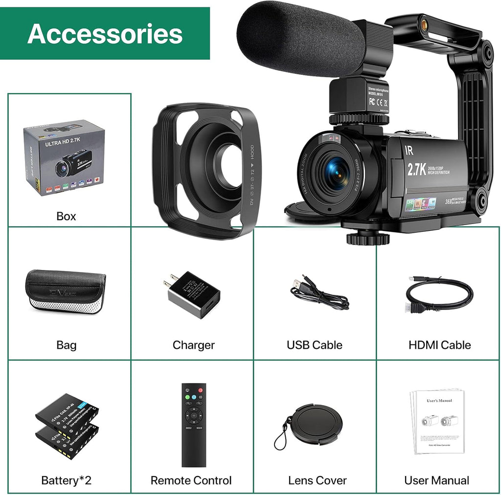 2.7K Ultra HD 36MP Video Camera with Remote Control Z851