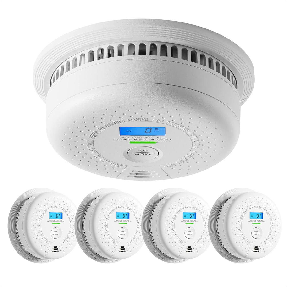10-Year Battery Smoke and Carbon Monoxide Alarm with Display, 5-Pack R287