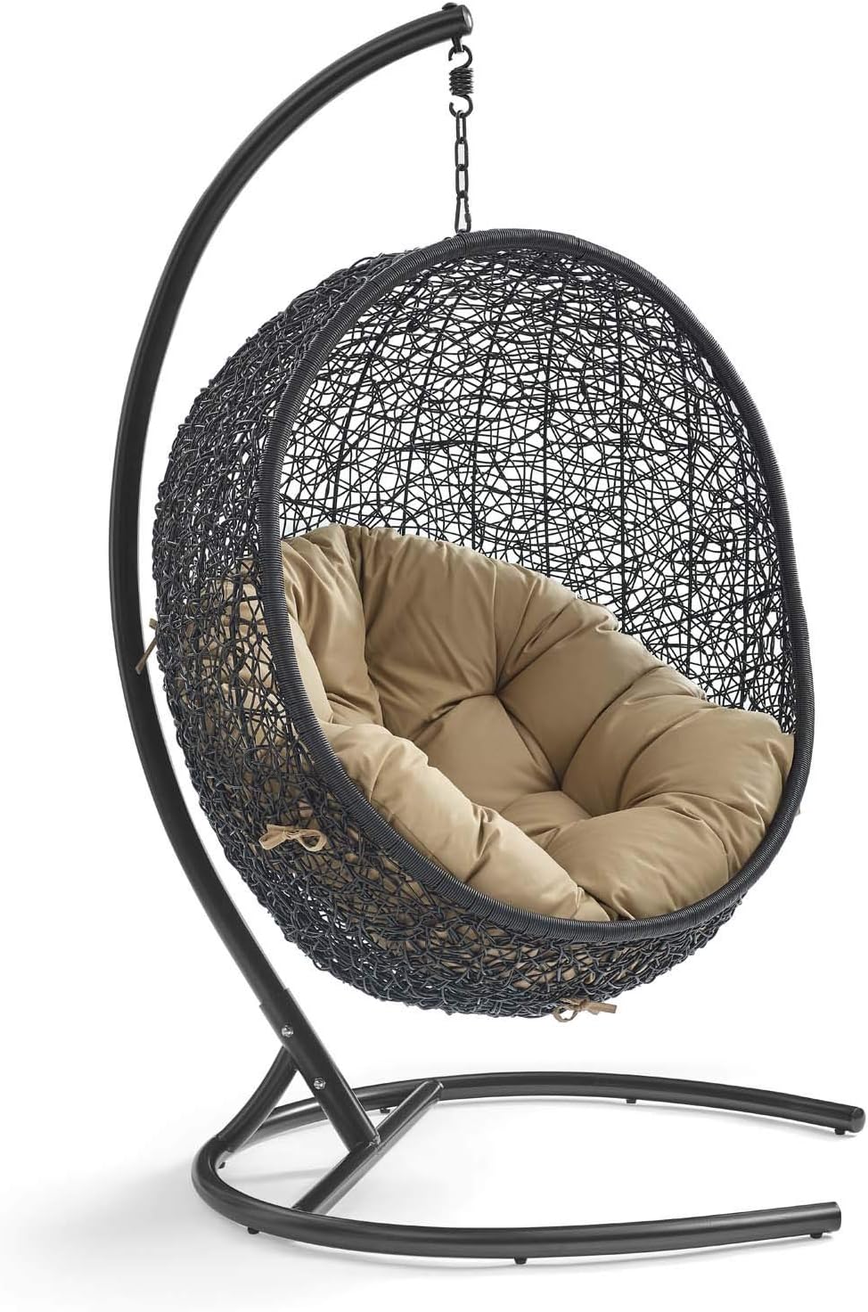 Navy Wicker Rattan Swing Chair with Stand W546488