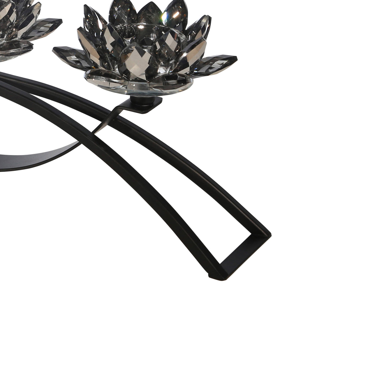 Glass Candle Holder with Metal Base Black P978830