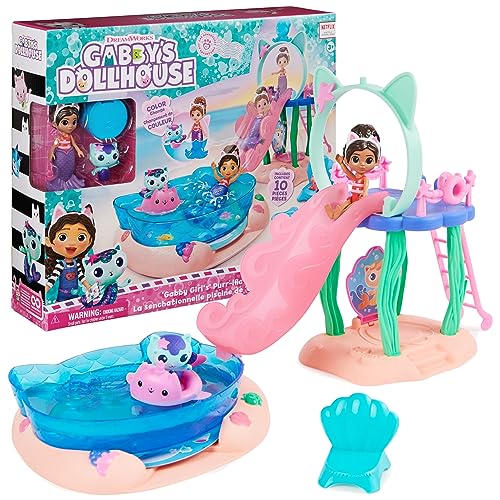 Purr-ific Pool Playset with Gabby and MerCat Figures, Color-Changing Mermaid Tails and Pool Accessories P39791