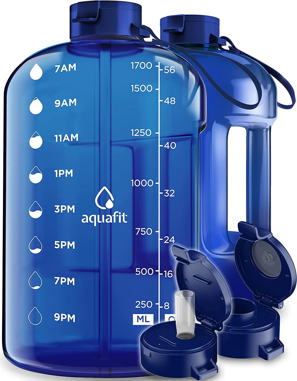 1 Gallon Gray Water Bottle with Time Marker D4632