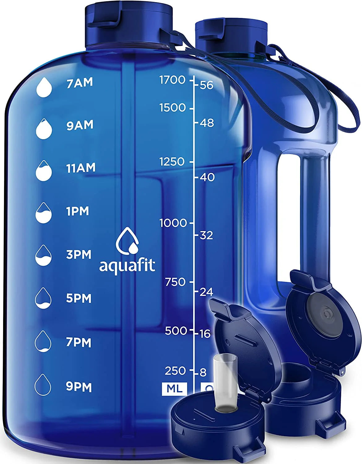 1 Gallon Gray Water Bottle with Time Marker D4632