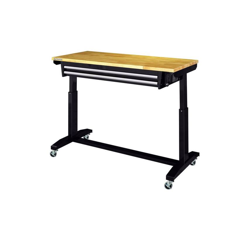 Adjustable Height Work Table with 2 Drawers in Black I103