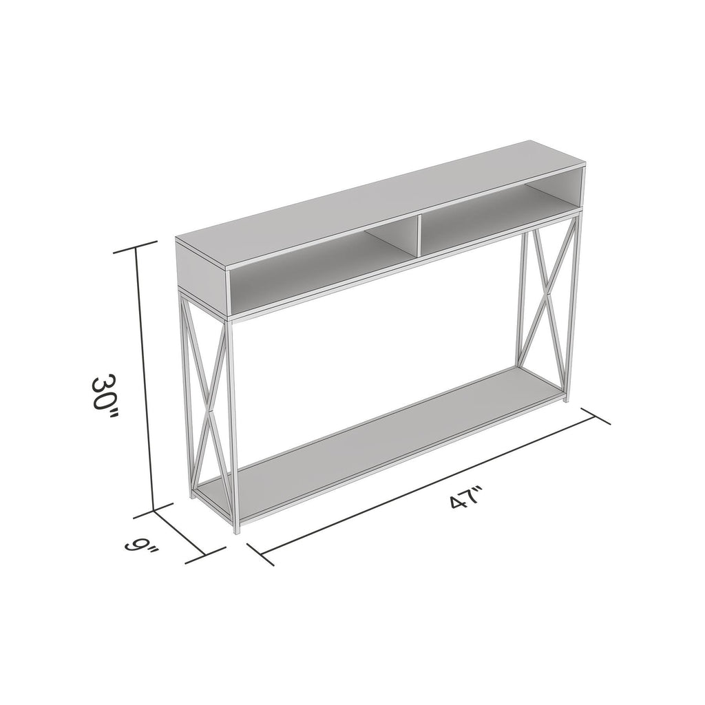 Dark Taupe Console Table with Two Open Shelves G7478
