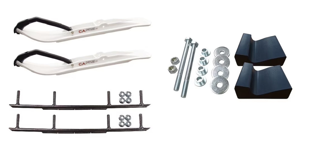 White XT Snowmobile Skis with 8" Round Bars Complete Kit X879458