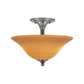2 Light 16 inch Semi-Flush Mount in Black Copper with Linen Glass Q67016