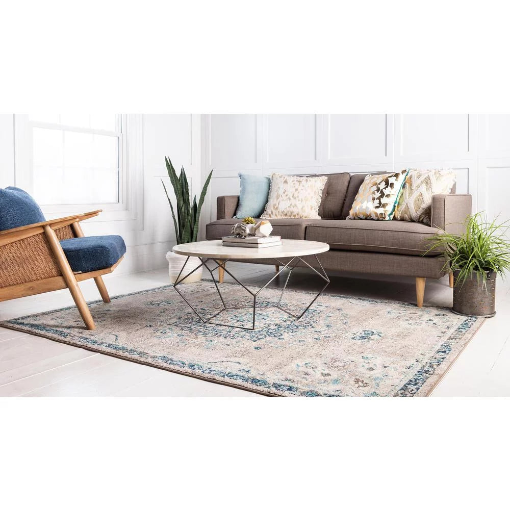 Gray Beige Medallion Rug 3' 3" x 5' 3" O76227