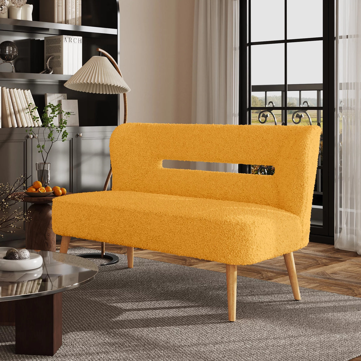 Cream Sherpa Loveseat Accent Chair P929927