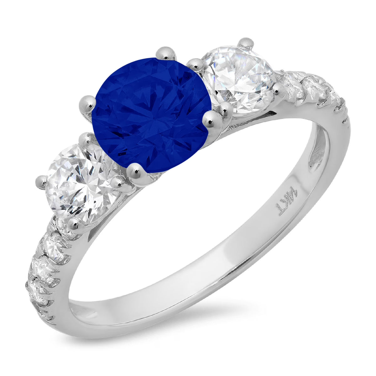 18k White Gold Three-Stone Ring Y413