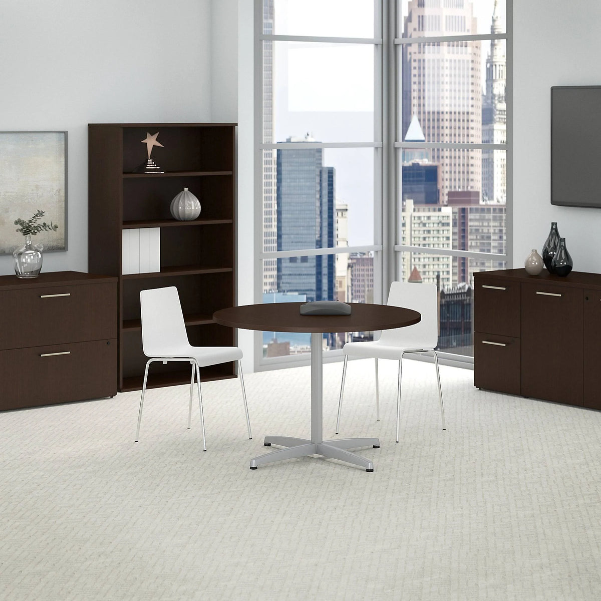42W Round Conference Table with Metal Base U201
