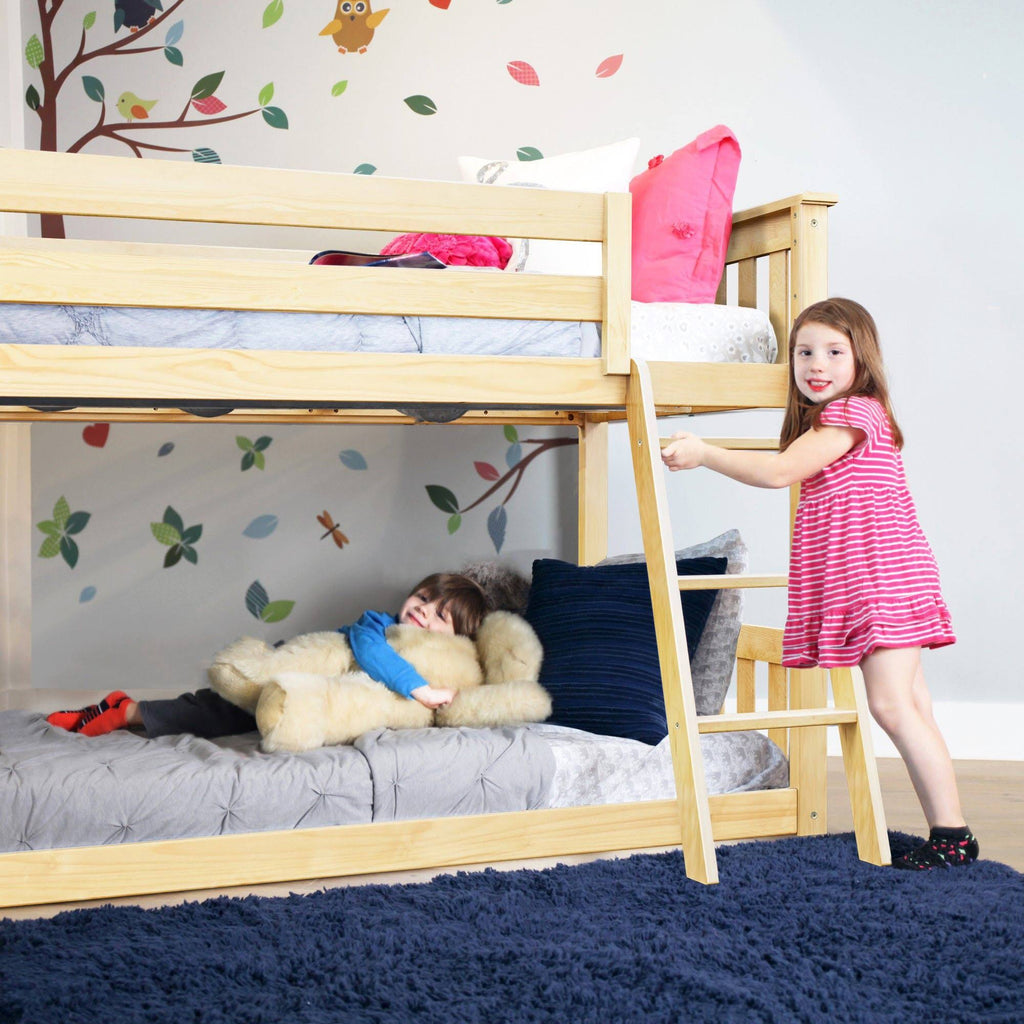 Twin Over Twin Low Bunk Bed, Natural I290043