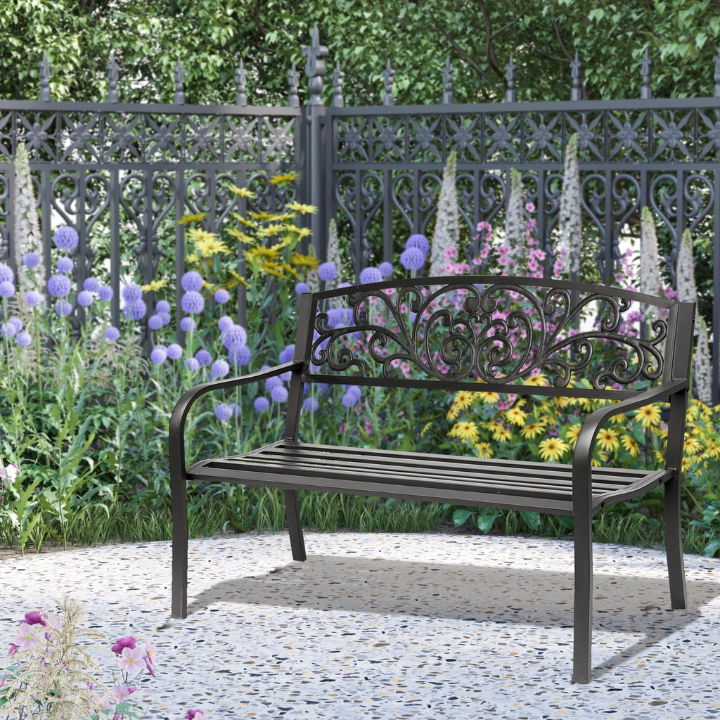 50" Steel 2 Seat Garden Bench E19663