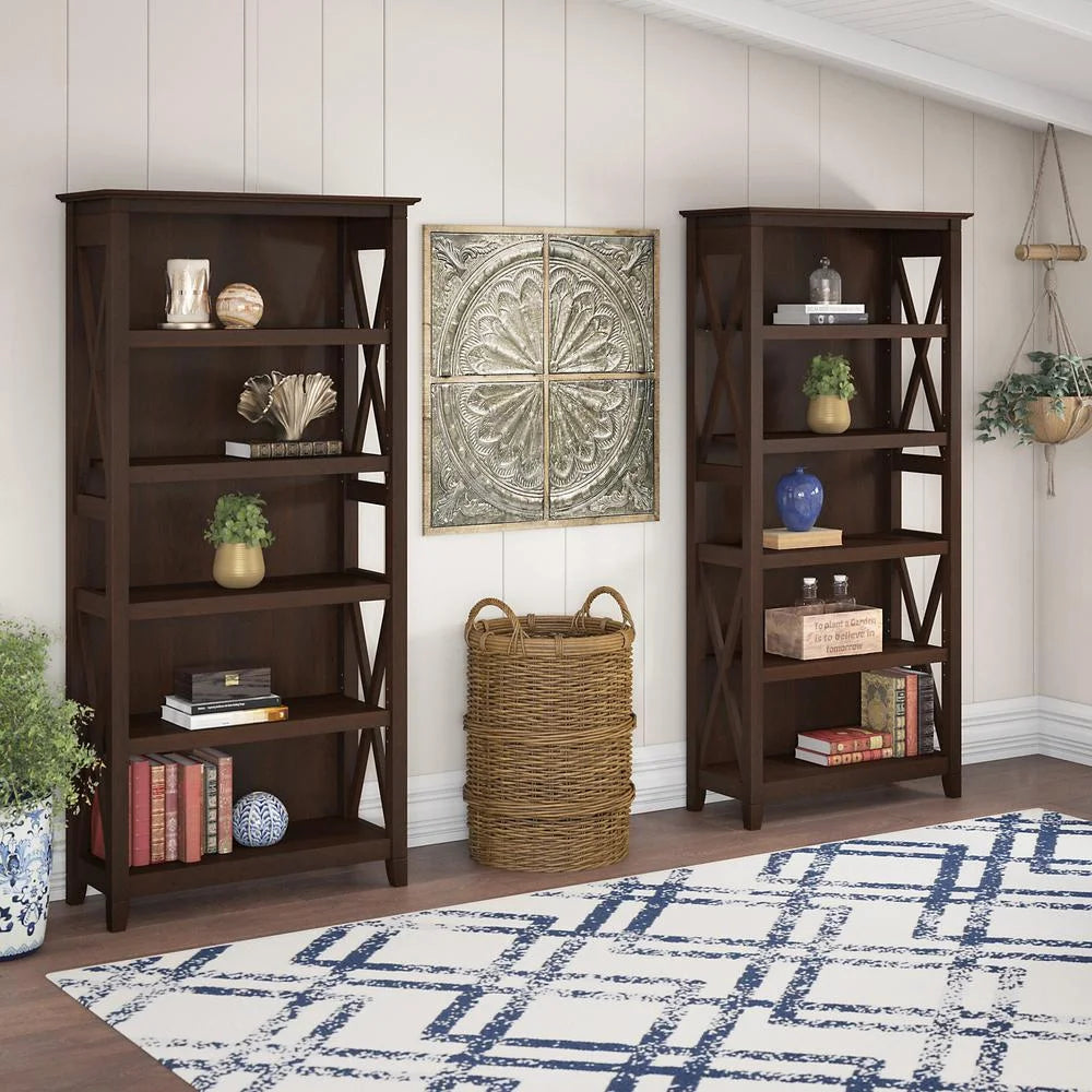 5 Shelf Bing Cherry Engineered Wood Bookcase O103581