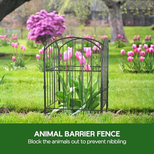 Black 10ft x 24in Rustproof Metal Garden Fence, 10 Pcs G106710