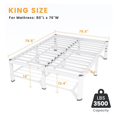 14 Inch Full Metal Platform Bed Frame with Steel Slats J47360