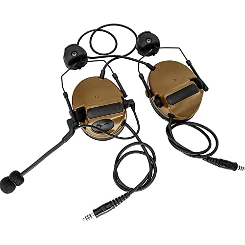 Tactical Headset with ARC Helmet Rail Mount and PTT Adapter Kenwood Plug G227819