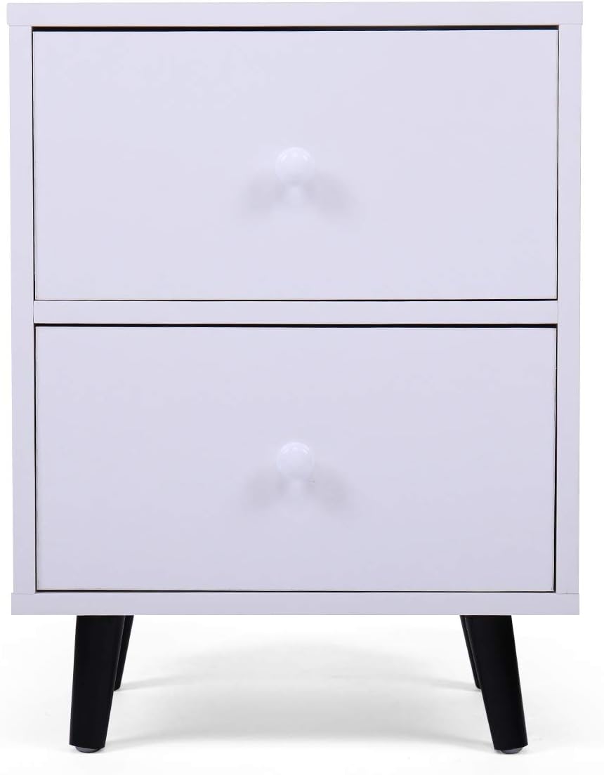 Set of 2 White 2 Drawer Wood Nightstand R463041