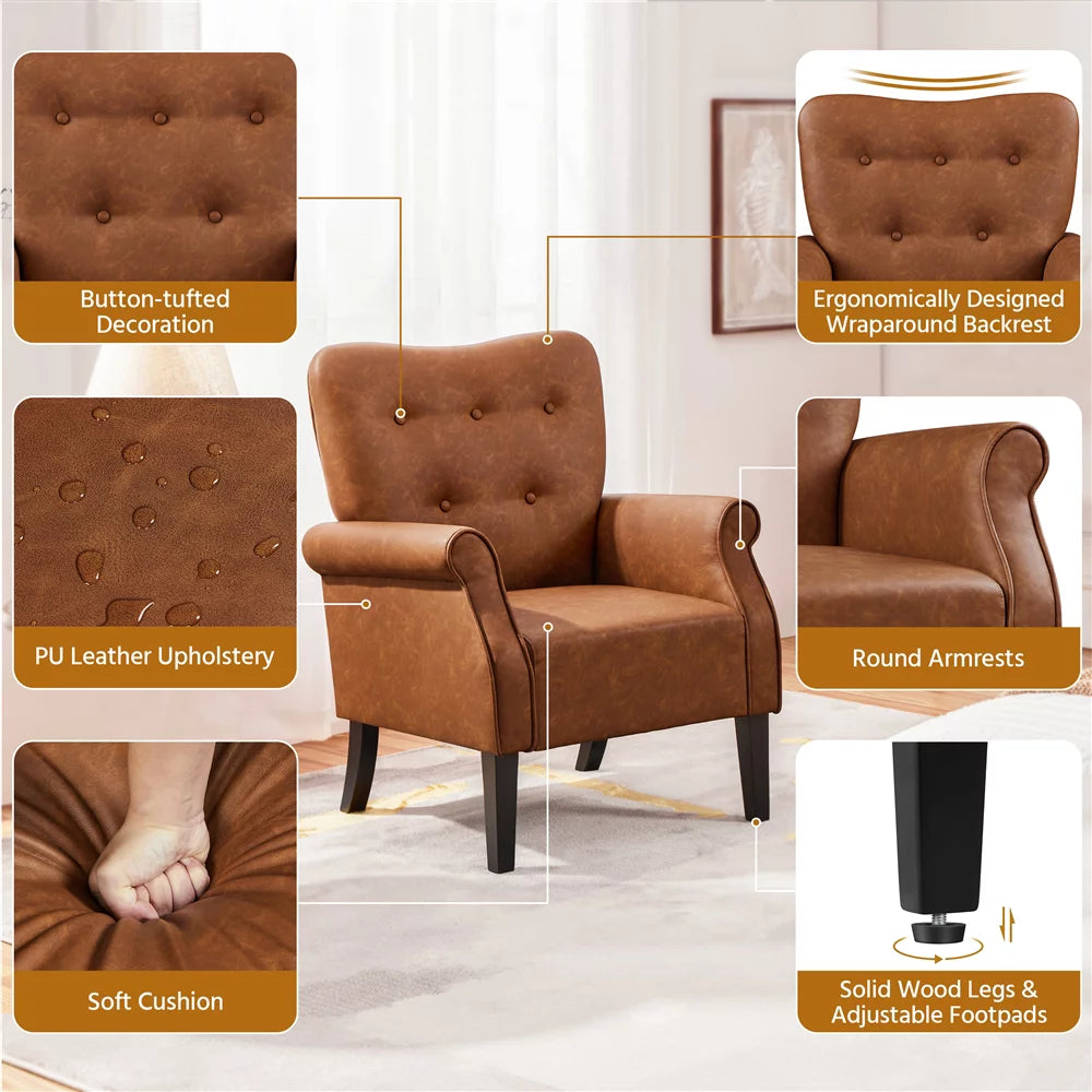 Set of 2 Faux Leather Accent Chair L3538