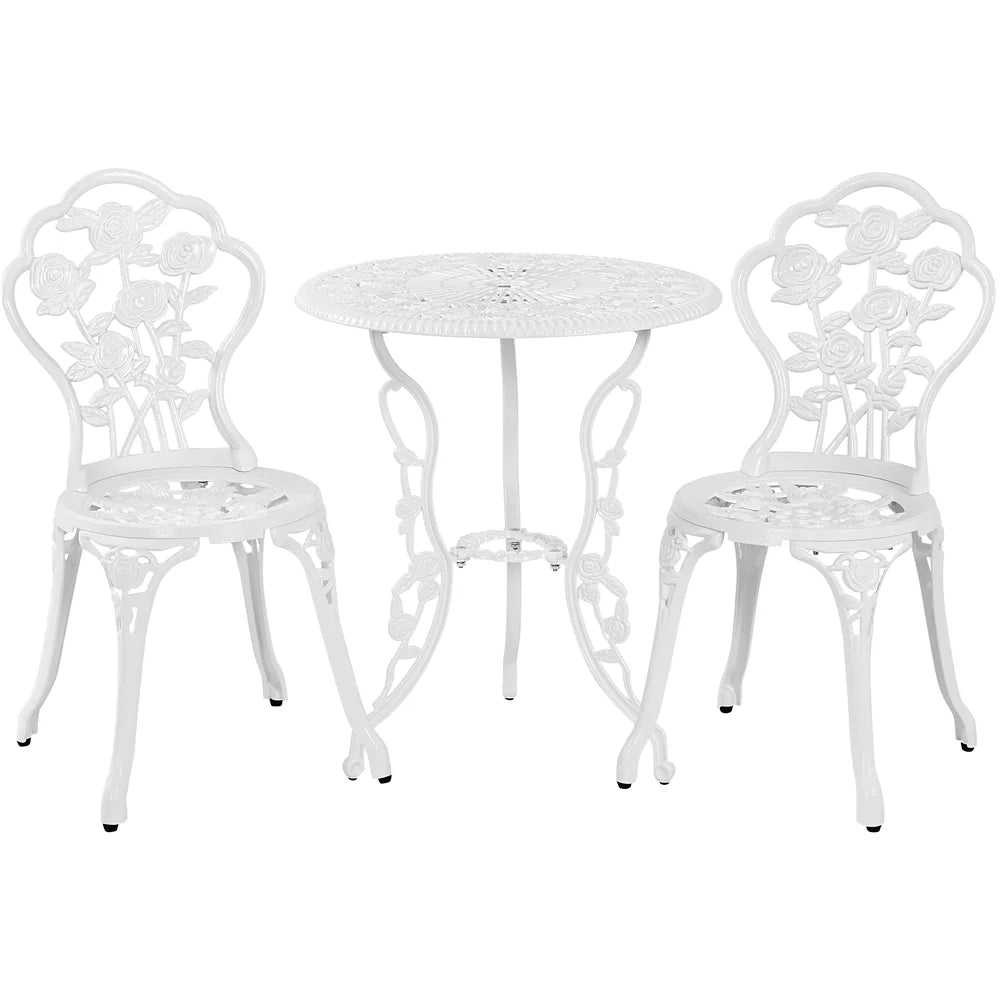 3 Piece Patio Bistro Table Set with Umbrella Hole O3523