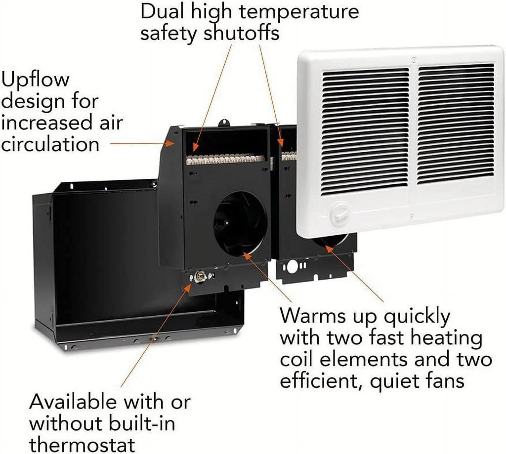 White Twin Electric Wall Heater with Thermostat S78148