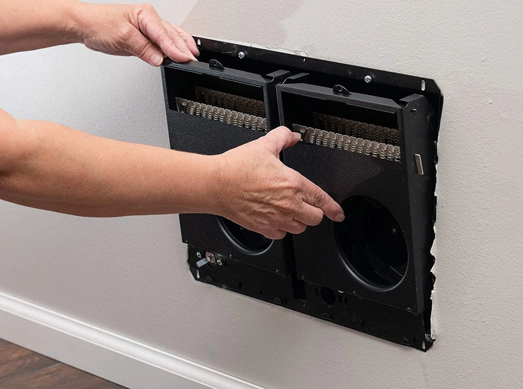 White Twin Electric Wall Heater with Thermostat S78148