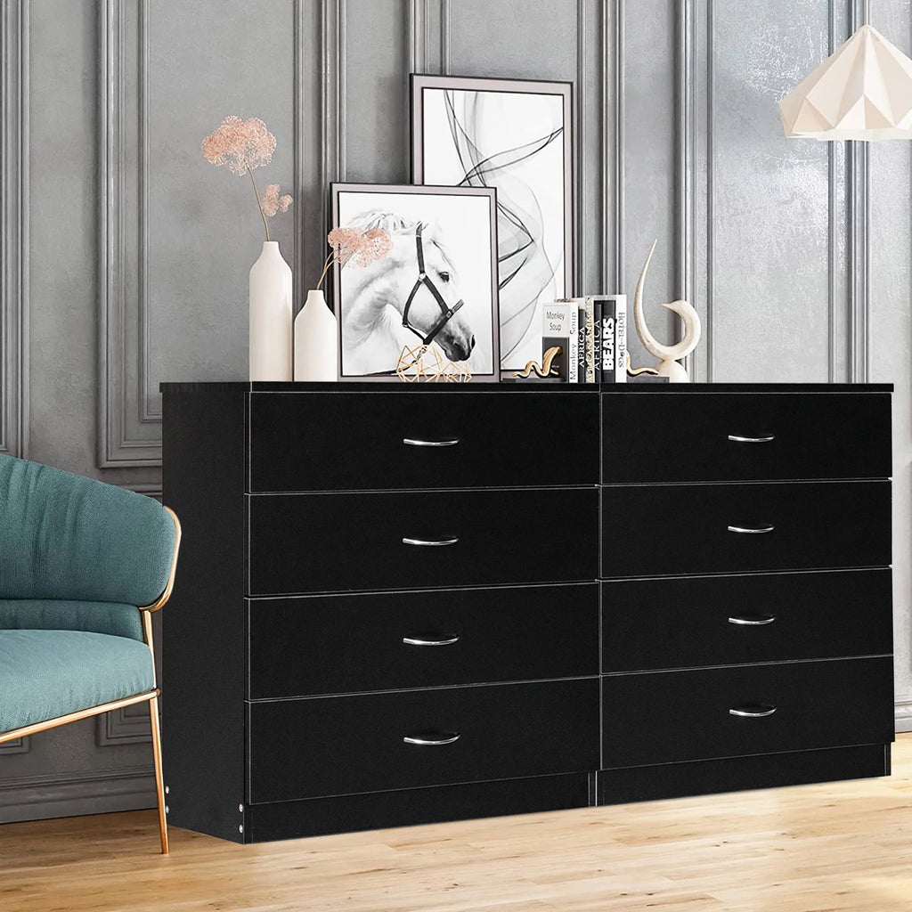 Black 4 Drawer Wood Dresser T5707