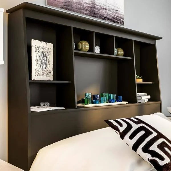 Black Full/Queen Bookcase Headboard Z4827