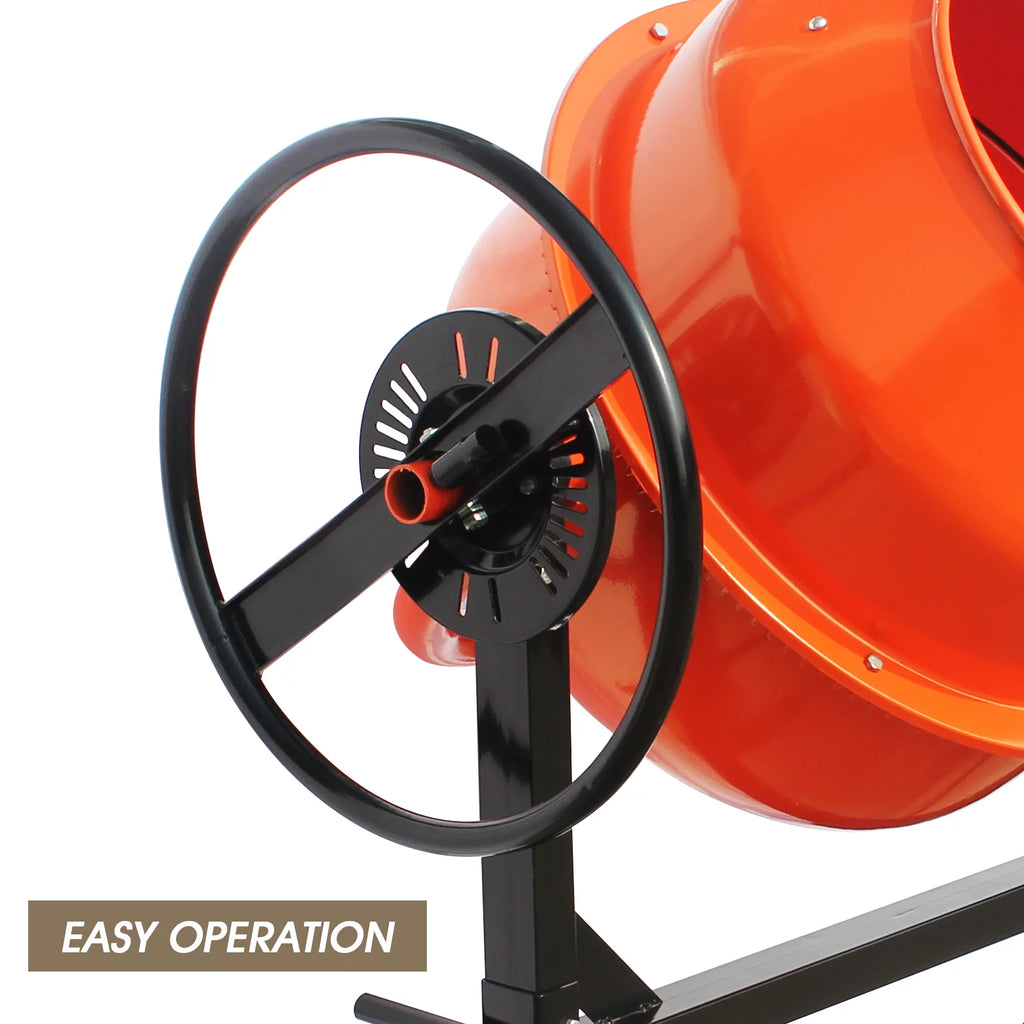 Electric Concrete Mixer 4/5 HP 5 Cu Ft Portable with Wheel and Stand Q834